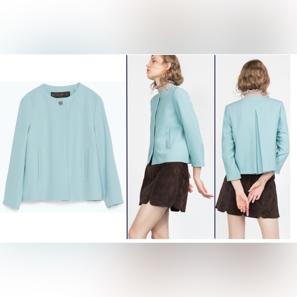 NWT Zara Basic Aqua Crepe Swing Jacket/Blazer size m